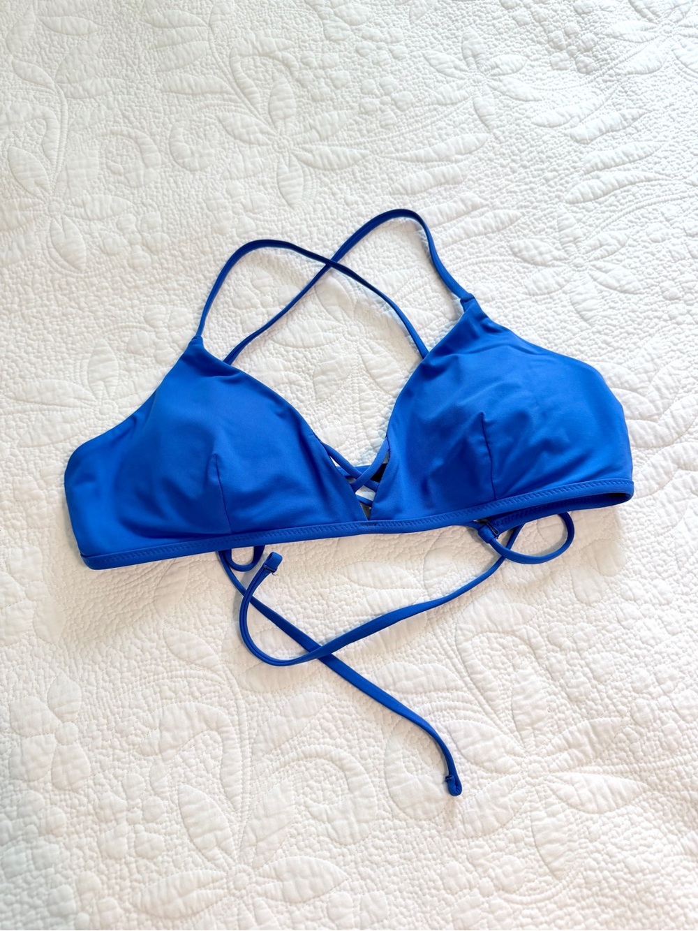 Athleta A-C Triangle Bikini Top Royal Blue Swim Suit Pool Beach Women’s Medium